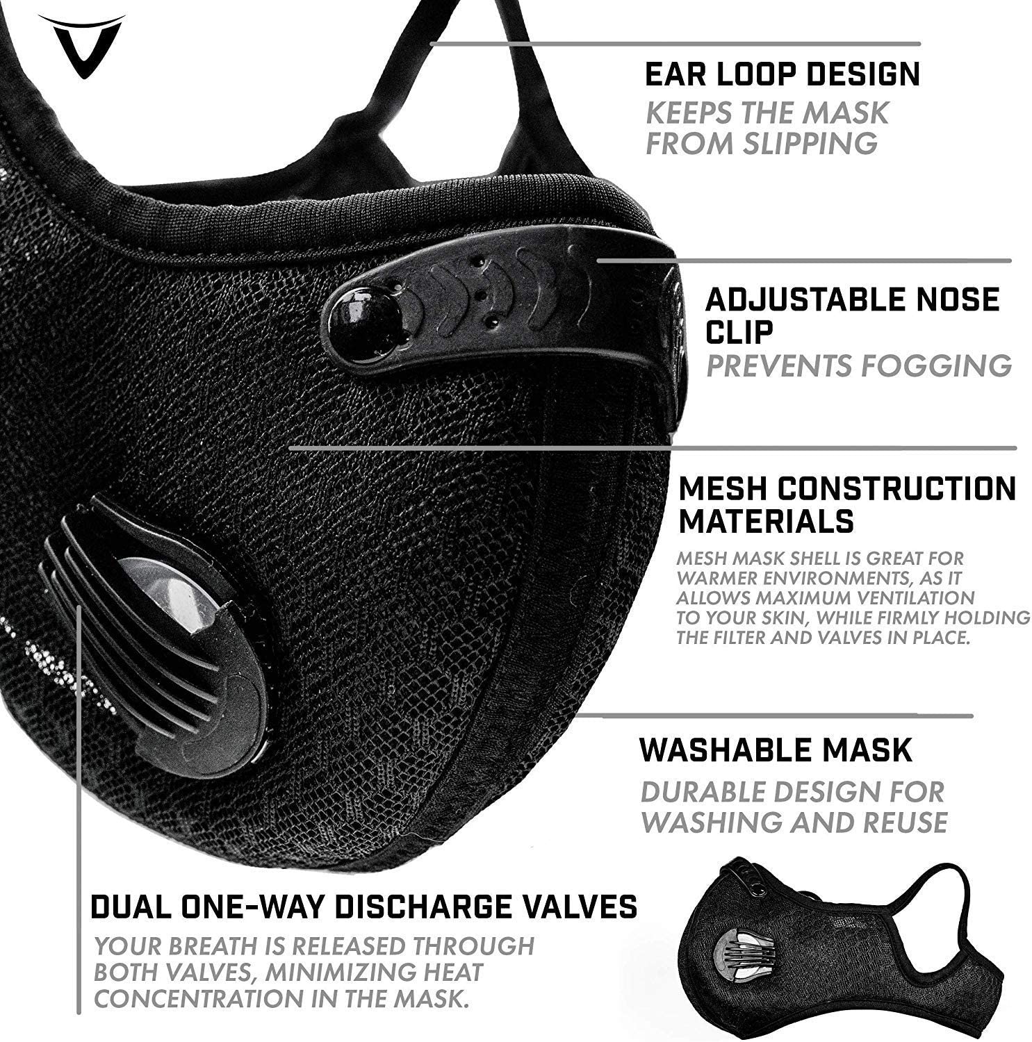 SSFCM-006  Adjustable Sports Face Mask Reusable with Filter and  Exhalation Valves