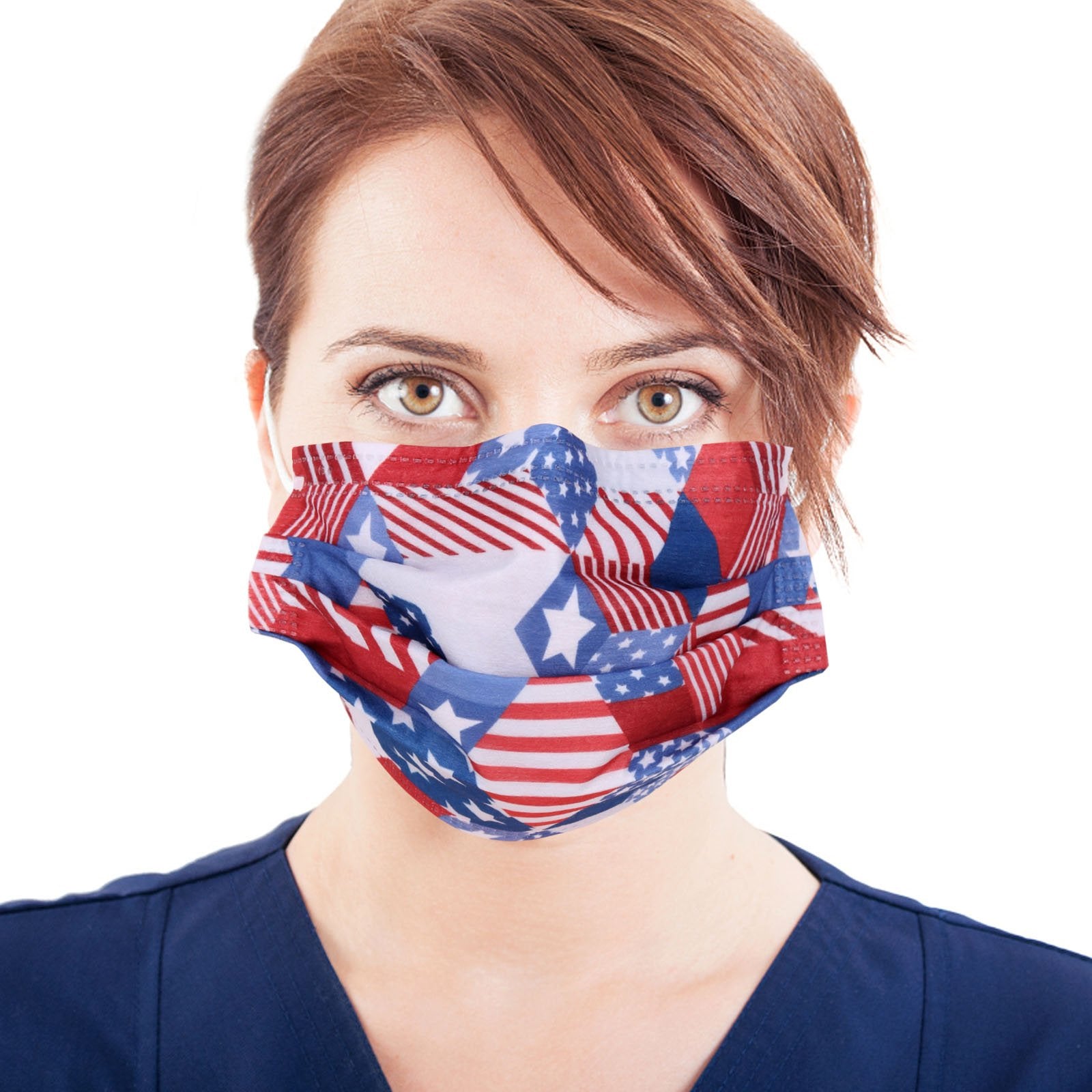 20Pcs  American Bling 20PCS/Box  American Flag Colors Print Disposable Face Masks 3 Layers Face Masks