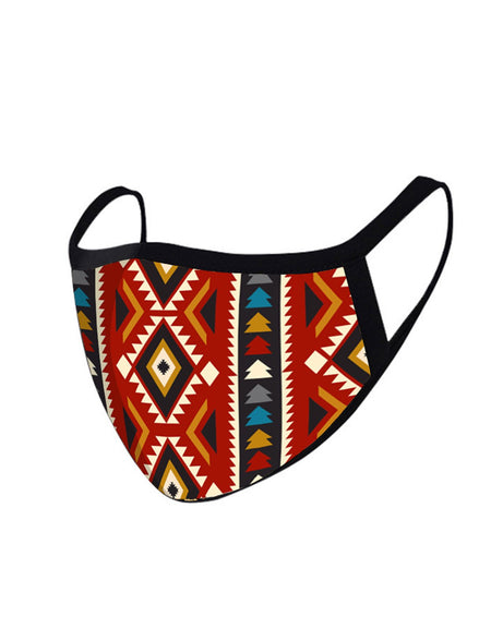SFCM-008 Red Aztec Print Fabric Face Mask Double Layer 1Pcs