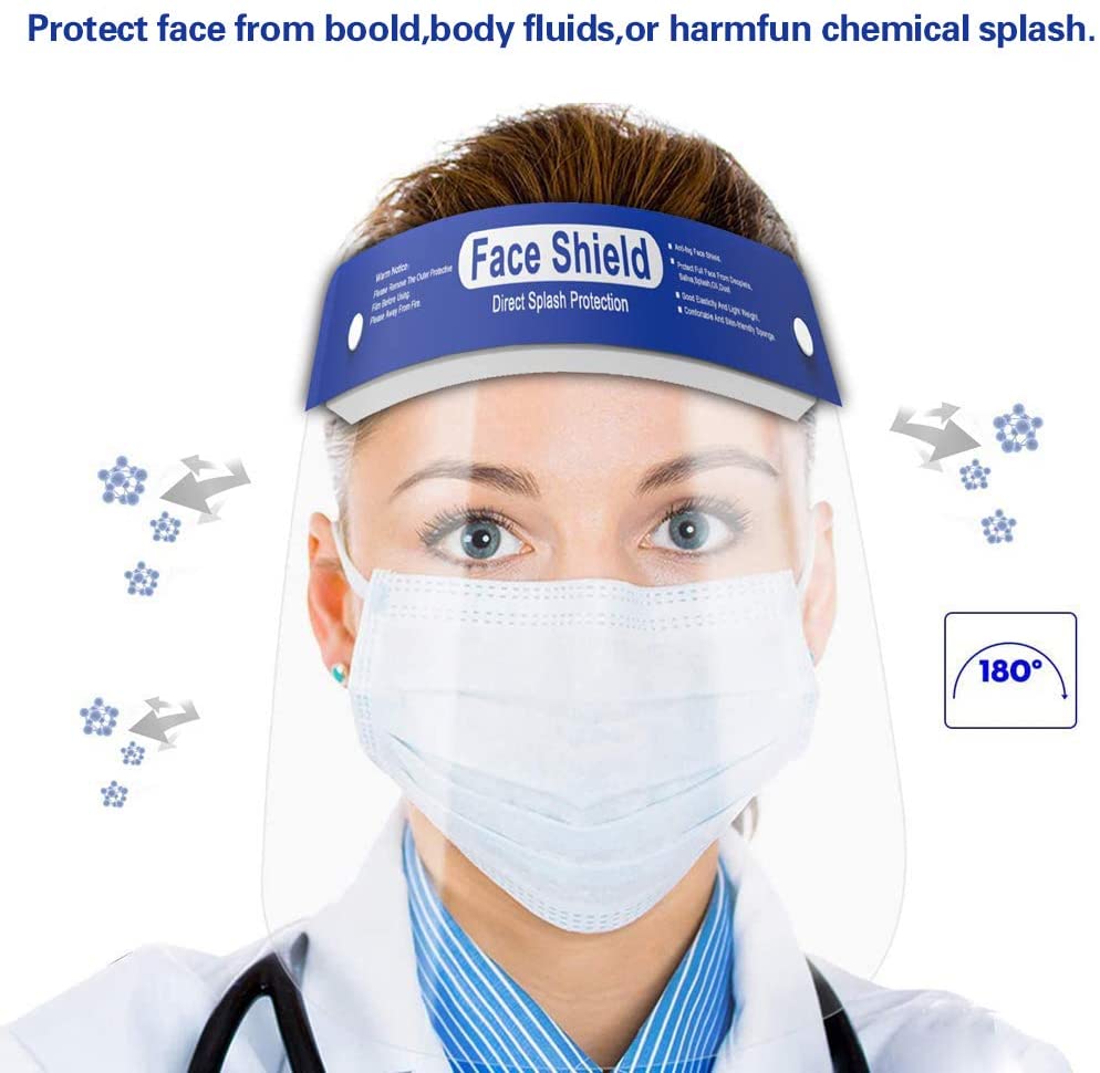 Safety Face Shield Full Protection Cap Wide Visor Anti-Fog Lens